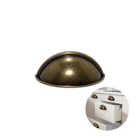 Puxador Concha Redondo Ouro Envelhecido 10 Peças