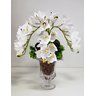 Arranjo 4 Orquídeas Artificiais Vaso Cerâmica Cristal Eva - 1