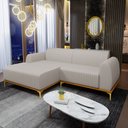 Ver imagem 2 de Sofá 2,30M 4 Lugares com Chaise Esquerdo Pés Gold Molino C-107 Linho Bege
