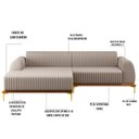 Ver imagem 3 de Sofá 2,30M 4 Lugares com Chaise Esquerdo Pés Gold Molino C-107 Linho Bege