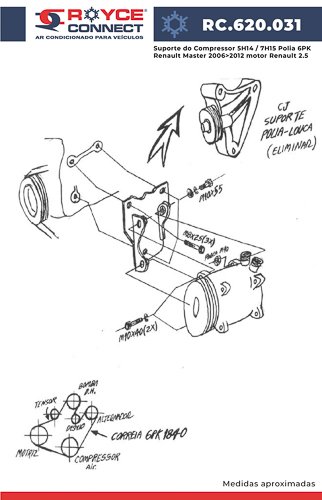 Suporte Compressor 5h14 7h15 Polia 6pk Master 2006 a 2012 - 2