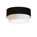Ver imagem 1 de Plafon de Teto Md-3017 Duplo Cilíndrico com Cúpula em Tecido Bivolt 110V-220V Preto-Linho-Bege