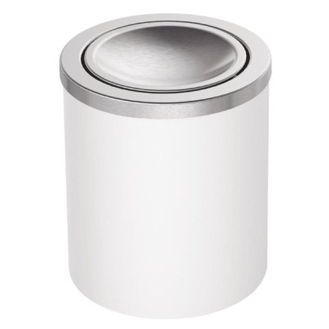 Lixeira Branca 5l com Tampa Basculante em Aço Inox Tramontina Lavabo Cozinha Escritório