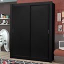 Ver imagem 1 de Guarda-Roupa Solteiro Madesa Dallas Plus 2 Portas de Correr 4 Gavetas Preto Cor:Preto