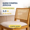 Ver imagem 6 de Banqueta Alta em Tela Sextavada Assento Estofado Linho Chumbo Rubi Madeira Maciça Mel