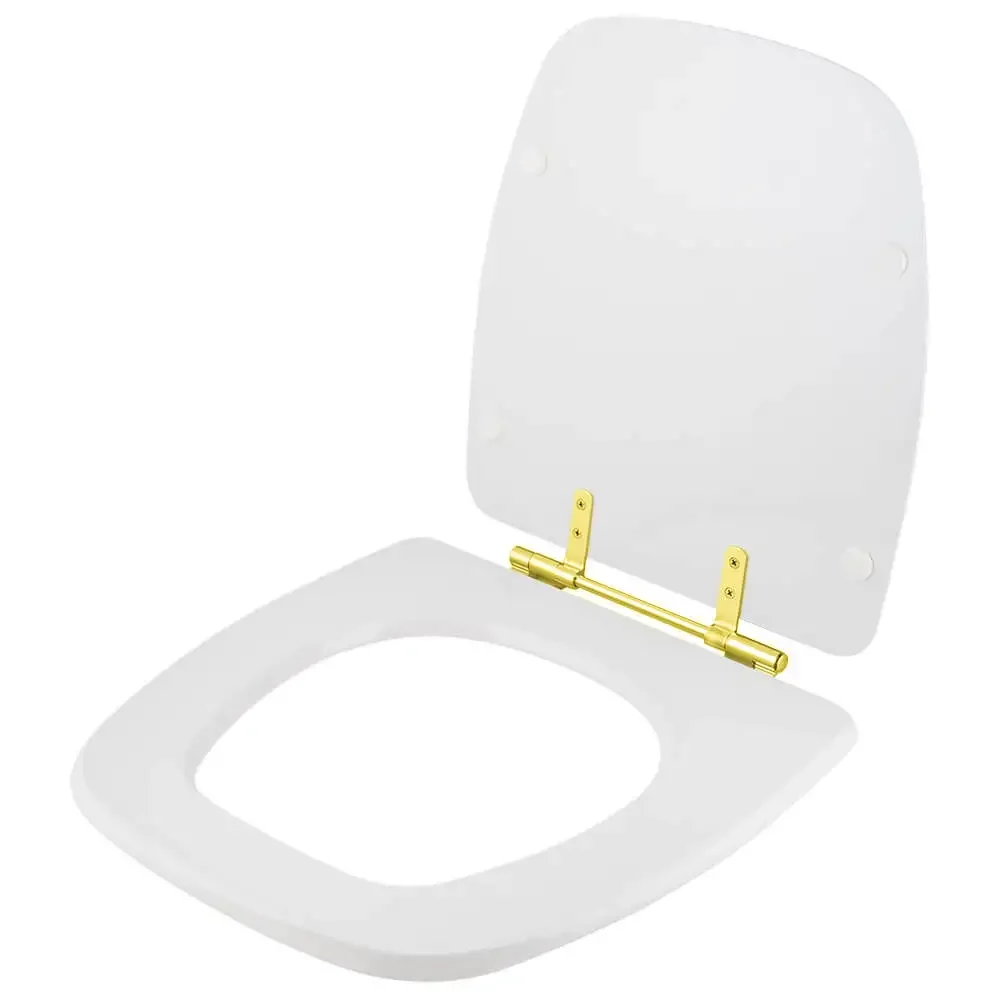 Tampa de Vaso Fit Branco para bacia Celite Com Ferragem Dourada - 2