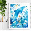 Ver imagem 2 de Quadro Decorativo Golfinho Abstrato 24x18cm - com Vidro:moldura Branca