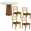 Ver imagem 3 de Mesa de Jantar Redonda 105cm com 4 Cadeiras Dalla Costa Mdf Cor:off White com Freijó e Verde;cor da