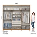 Ver imagem 4 de Guarda Roupa Casal 06 Portas 03 Gavetas New Jade D345 com Armário Multiuso Pime Cinamomo Off White -