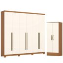 Ver imagem 1 de Guarda Roupa Casal 06 Portas 03 Gavetas New Jade D345 com Armário Multiuso Pime Cinamomo Off White -