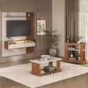 Ver imagem 2 de Painel Tv 72 Pol 160 Cm Carrinho Bar e Mesa de Centro Cinamomo Off White Arly