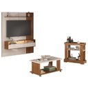 Ver imagem 1 de Painel Tv 72 Pol 160 Cm Carrinho Bar e Mesa de Centro Cinamomo Off White Arly