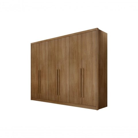 Guarda Roupa Casal Himalaia 6 Portas 8 Gavetas MDF Corrediças Telescópicas Cumaru Rei de Casa