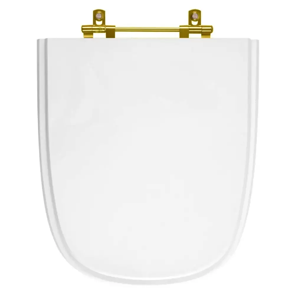 Tampa de Vaso Poliester Ibiza Branco para bacia Incepa Com Ferragem Dourada - 1