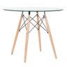 Mesa Eames Eiffel Redonda Tampo de Vidro 90cm com Base de Madeira - 1