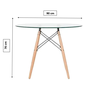 Mesa Eames Eiffel Redonda Tampo de Vidro 90cm com Base de Madeira - 3