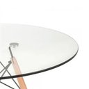 Ver imagem 3 de Mesa de Jantar e Sala Eames Eiffel Redonda Tampo de Vidro 90cm com Base de Madeira