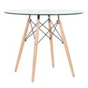 Ver imagem 2 de Mesa de Jantar e Sala Eames Eiffel Redonda Tampo de Vidro 90cm com Base de Madeira