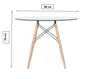 Ver imagem 4 de Mesa de Jantar e Sala Eames Eiffel Redonda Tampo de Vidro 90cm com Base de Madeira
