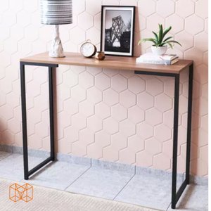 Aparador Industrial de Madeira Maciça, 90cm X 35cm, Estilo Industrial