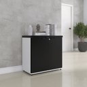 Ver imagem 1 de Armário Baixo para Escritório PE40 com 2 Portas Pivotantes Cinza/Branco/Preto