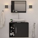 Ver imagem 5 de Armário de Banheiro com Cuba e Espelho 1 Porta 2 Prateleiras Preto ônix 13689 - Compace