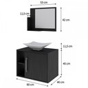 Ver imagem 3 de Armário de Banheiro com Cuba e Espelho 1 Porta 2 Prateleiras Preto ônix 13689 - Compace