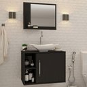 Ver imagem 1 de Armário de Banheiro com Cuba e Espelho 1 Porta 2 Prateleiras Preto ônix 13689 - Compace