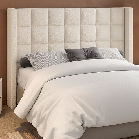 Cabeceira para Cama Box Casal 158cm Tratto Bouclé Off White - Sallar Home