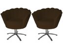 Ver imagem 1 de Kit 2 Poltronas Decorativa Pétala Base Giratória Metal Couro Marrom Ms Decor