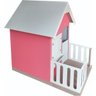 Casinha Infantil 1,00 x 1,60cm Em Mdf de boneca com Cercado - Rosa/ Branco - 3