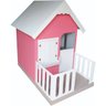 Casinha Infantil 1,00 x 1,60cm Em Mdf de boneca com Cercado - Rosa/ Branco - 1