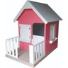 Casinha Infantil 1,00 x 1,60cm Em Mdf de boneca com Cercado - Rosa/ Branco - 2