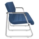 Ver imagem 2 de Cadeira Longarina 3 Lugares Recepção com Braço Pés Cromado Lev P03 Crepe Azul - Lyam Decor