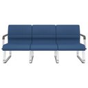 Ver imagem 1 de Cadeira Longarina 3 Lugares Recepção com Braço Pés Cromado Lev P03 Crepe Azul - Lyam Decor