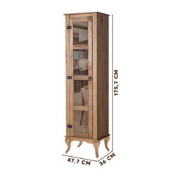 Cristaleira Para Cozinha Madeira Maciça 1 Porta Em Vidro Mel Shop JM - 4