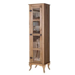 Cristaleira Para Cozinha Madeira Maciça 1 Porta Em Vidro Mel Shop JM - 2