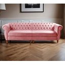 Ver imagem 1 de Sofá Nobreza 4 Lugares Clássico Chesterfield Bipartido Retrô - Veludo Rosa