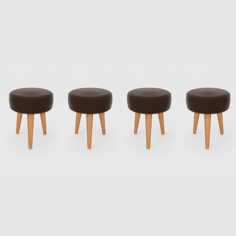 Kit 4 Banqueta Baixa Cozinha 48cm Estofada Marrom Café Madeira Maciça Urban