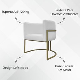 Poltrona Decorativa Recepção Luna Corino Base de Ferro Champagne - 3