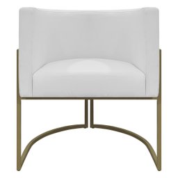 Poltrona Decorativa Recepção Luna Corino Base de Ferro Champagne - 5