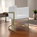 Ver imagem 2 de Poltrona Decorativa Recepção Luna Corino Base de Ferro Champagne