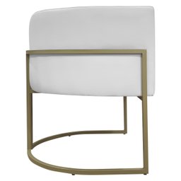 Poltrona Decorativa Recepção Luna Corino Base de Ferro Champagne - 6