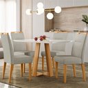 Ver imagem 2 de Mesa de Jantar 4 Lugares Retangular 120cm Tampo MDF com Vidro Elian N01 Ypê Off White - Lyam Decor