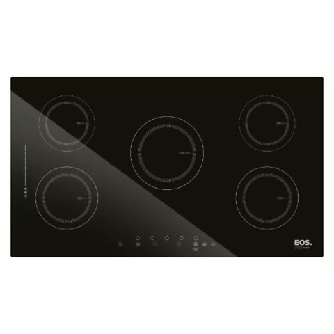 Cooktop de Indução 5 Bocas 90cm Full Glass Painel Touch 9500W Preto 220V - Eos