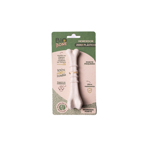 Mordedor Ossinho Bio Bone Pequeno Bagaço de Cana, 100% Vegetal, Mordida Forte e Higiene Bucal