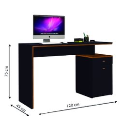 Conjunto para Escritório 5 peças Office 1 estante 1 livreiro 2 Armários Preto/Nature J&A - 3