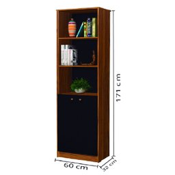 Conjunto para Escritório 5 peças Office 1 estante 1 livreiro 2 Armários Preto/Nature J&A - 6