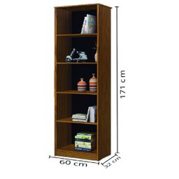 Conjunto para Escritório 5 peças Office 1 estante 1 livreiro 2 Armários Preto/Nature J&A - 4