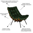 Ver imagem 4 de Poltrona Sala Estar Decorativa Costela de Adão com Puff Luxo:poltrona Costela Veludo Verde Musgo